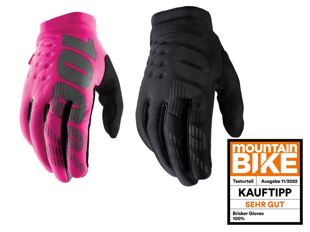 100% Brisker Women's Cold Weather Gloves L Neon Pink/Black - warme MTB-Handschuhe mit Grip