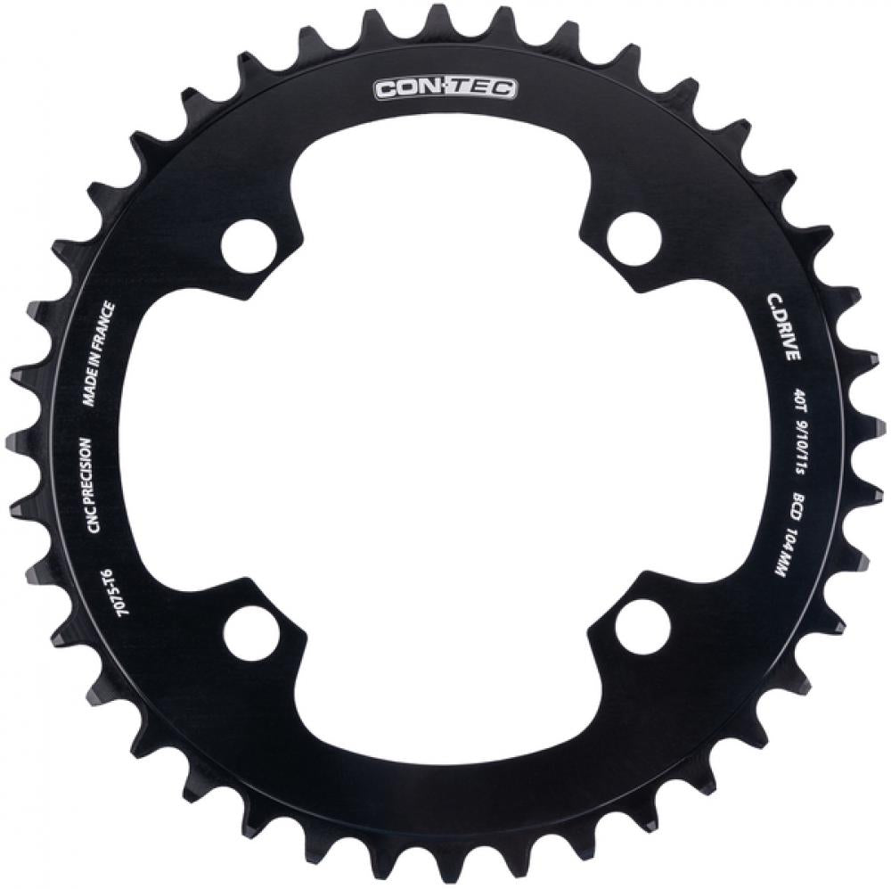 CONTEC Kettenblatt "C.Drive B"n4-Arm, 104mm Lochkreis, 9-/10-/11-fach, 3/32", Narrow-Wide (NW) Zahnprofil, Aluminium 7075, schwarznSB-verpackt, passend für Bosch Antrieb Gen.1, Gen.3 und Gen.4, 40 Zähne