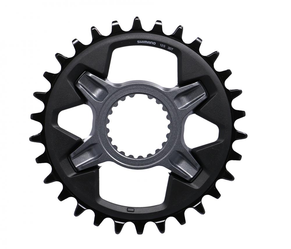 Dunkelgraues Shimano SLX Kettenblatt mit 30 Zähnen für effizienten 1x12-Antrieb.