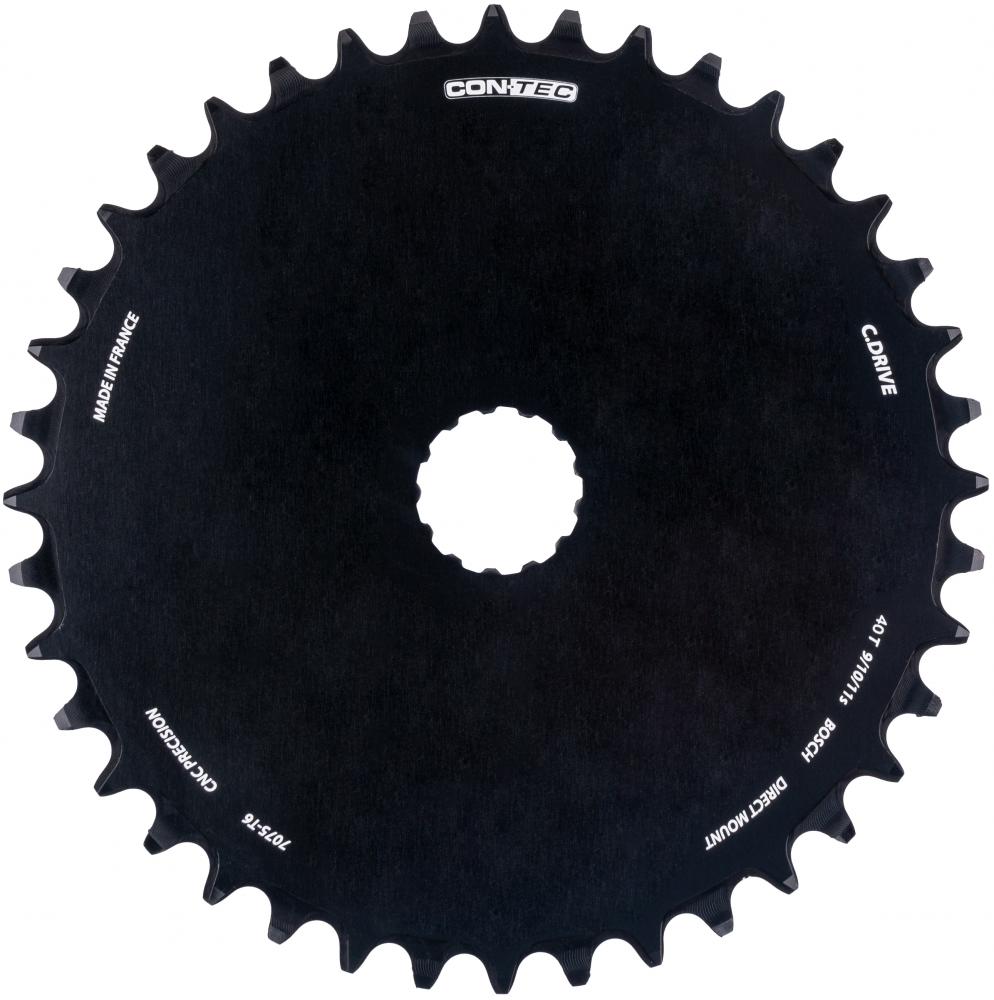 CONTEC Kettenblatt "C.Drive DM"nDirect Mount, 9-/10-/11-fach, 3/32", Narrow-Wide (NW) Zahnprofil, Aluminium 7075, schwarznSB-verpackt, 47,5mm Kettenlinie (Standard), Chainglider kompatibel, passend für Bosch Antrieb Gen. 3, 40 Zähne