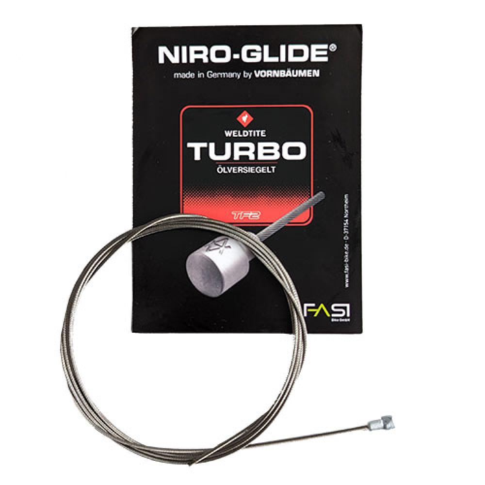 Fasi Bremsinnenzug Edelstahl mit Birnennippel, 1800mm, Ø1,5mm, in Niro-Glide Turbo Verpackung.