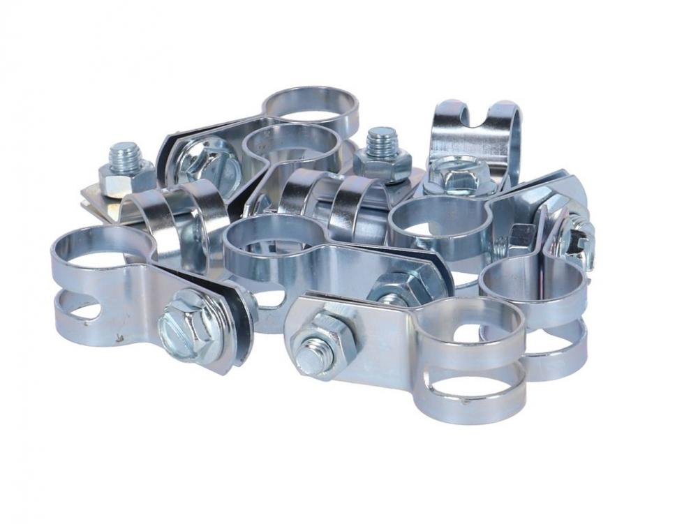 Sram Rohrschellen rund 18mm, 10er Pack, silberne Fahrrad-Kabelschellen mit Schrauben und Muttern.