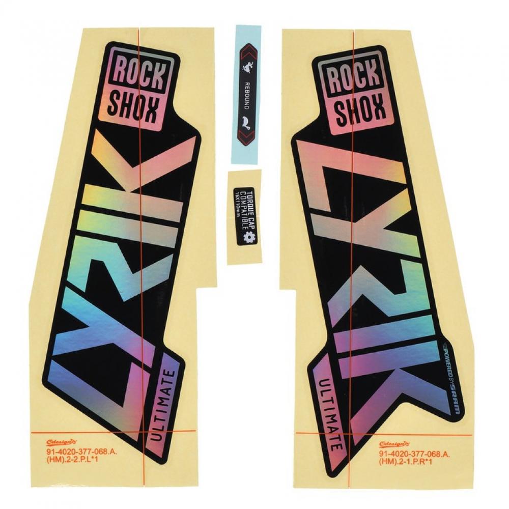 RockShox Lyrik Ultimate Gabel Decal-Kit in glänzender Rainbow-Folie für 27/29 Zoll Federgabeln
