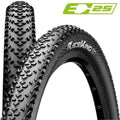 Zwei Continental Race King E-25 MTB-Reifen 27,5x2,00 schwarz mit Stollenprofil auf Felge.