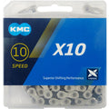 KMC X10 10-fach Fahrradkette in Silber mit MissingLink, X-Bridge für optimales Schalten.