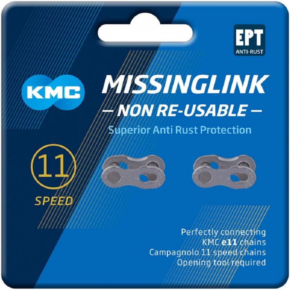 KMC Missing Link 11-fach Kettenverschluss, silber, EPT Anti-Rost, nicht wiederverwendbar.
