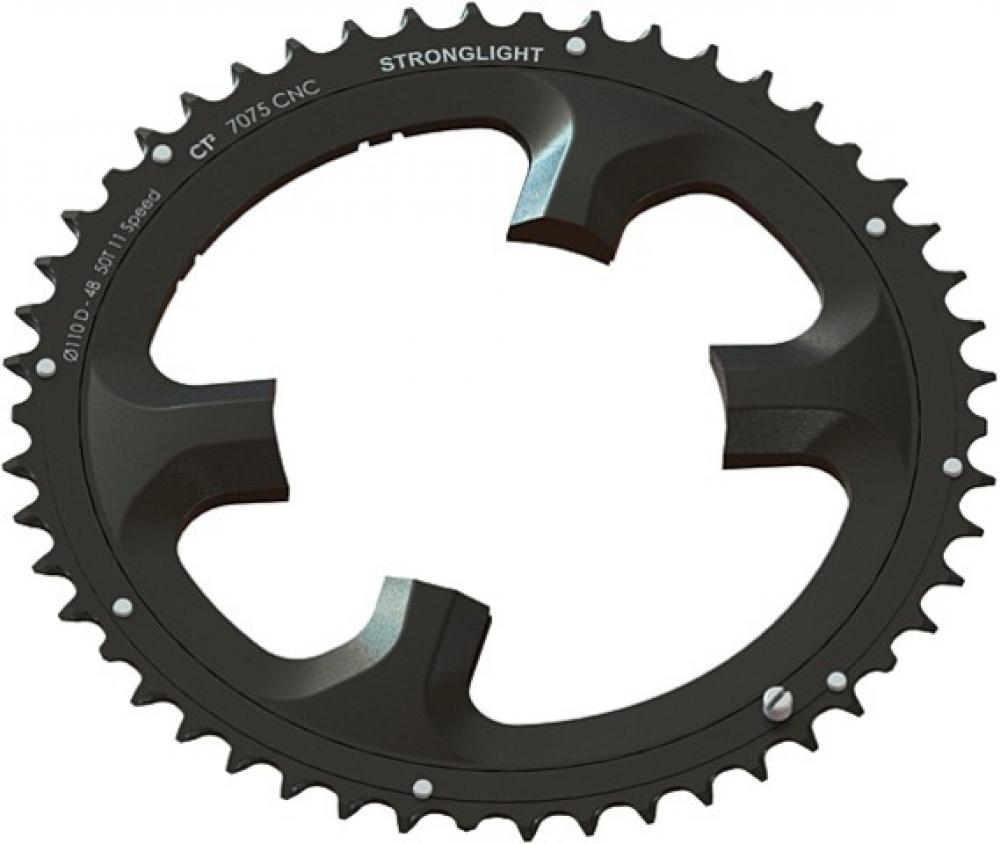 Schwarzes Stronglight CT2 Kettenblatt für Dura Ace 9000, 110mm BCD, 53 Zähne.