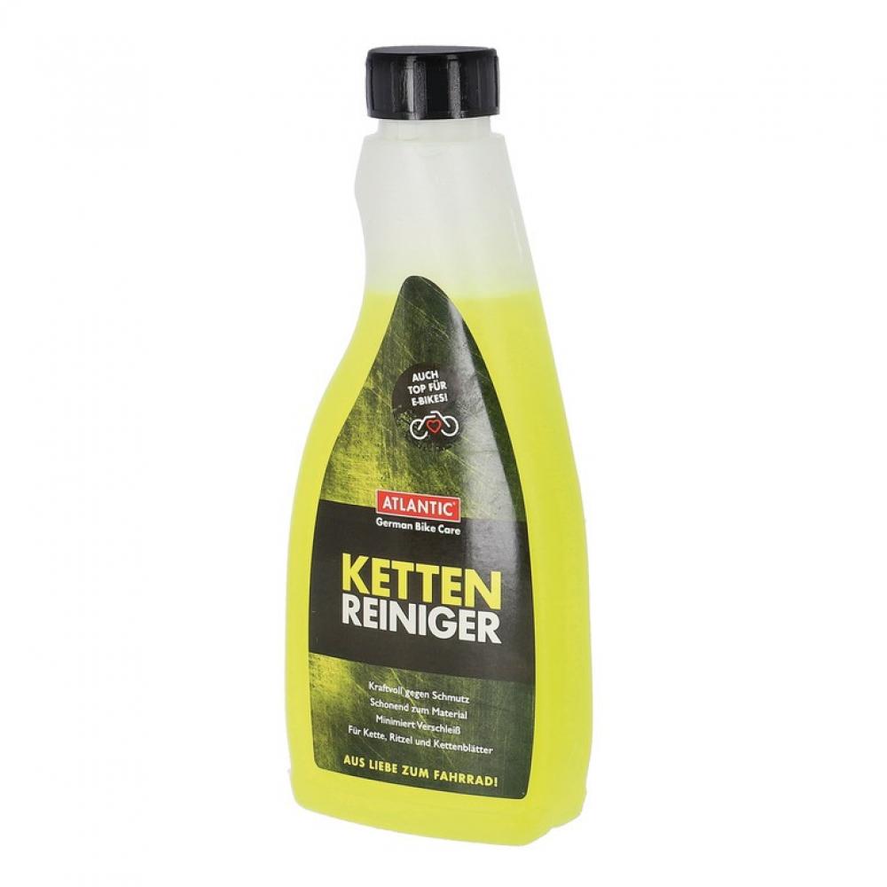 Atlantic Kettenreiniger 250ml Schraubflasche mit gelber Reinigungsflüssigkeit für die Fahrradpflege.