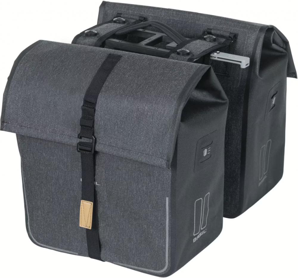 BASIL Doppeltasche Urban Dry MIK 2.0 - 50 Liter, wasserdicht, MIK-Adapterplatte inkl., Reflektoren