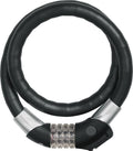 Schwarzes Abus Steel-O-Flex Raydo Pro 1460 TexKF Kabelschloss mit Zahlencode auf weißem Hintergrund.