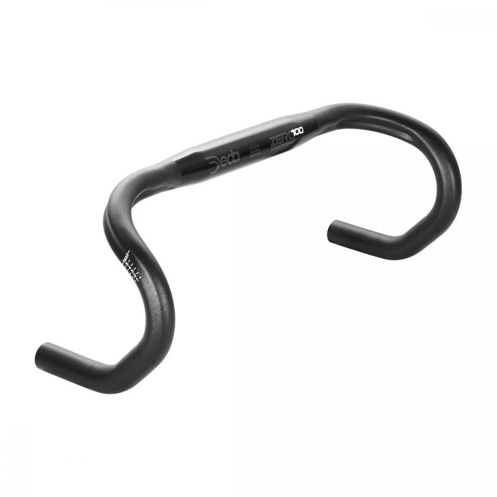 Deda Elementi Lenker Zero100 Anatomic 44 Zentimeter black on black - Rennradlenker aus 7075 Aluminium, 31,7 Millimeter Klemmung, Reach 86 Millimeter, Drop 142 Millimeter