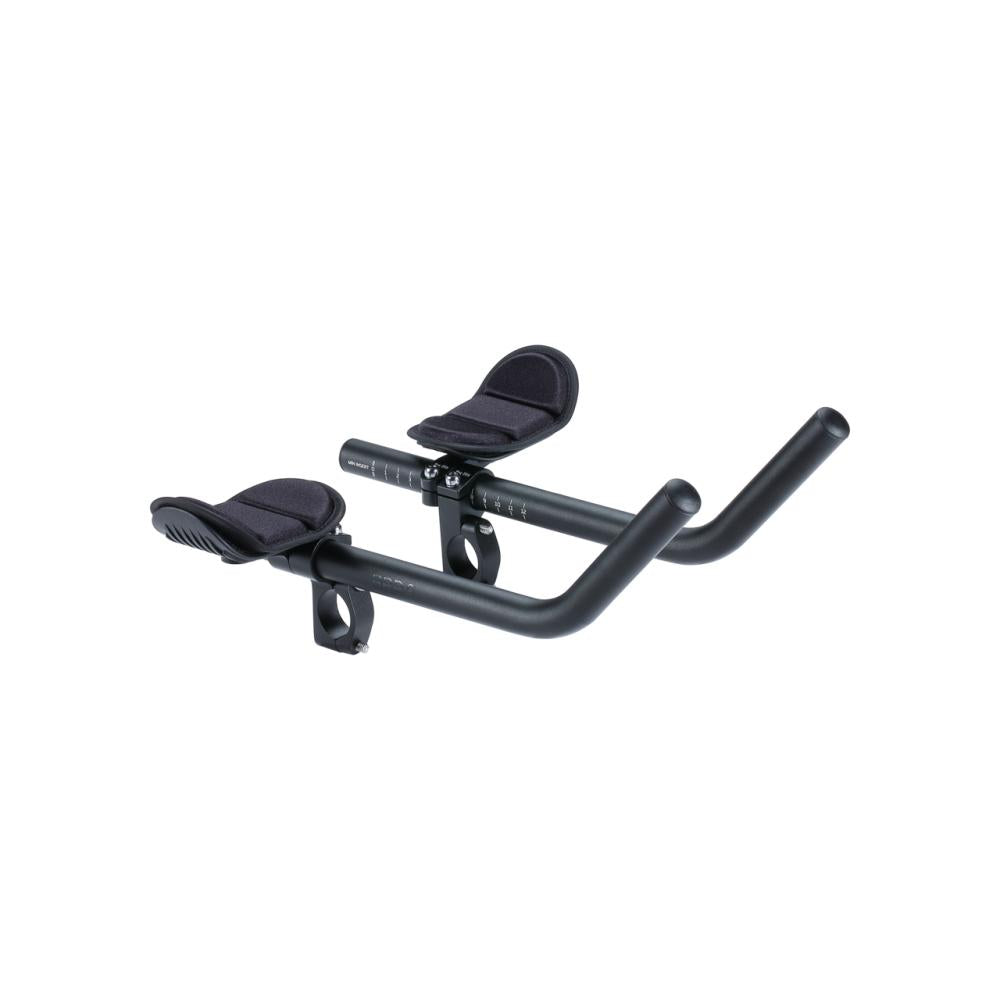 Schwarzer aerodynamischer BBB AeroMAX Triathlon-Aufsatz 31.8mm für Rennräder.