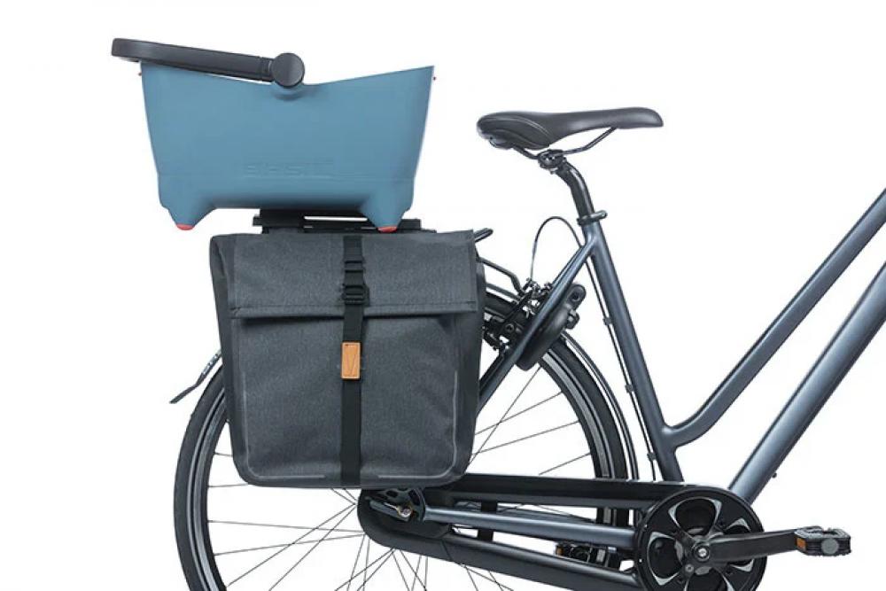Basil MIK Double Decker Adapterplatte schwarz - Fahrrad Gepäckträger Adapter für MIK System - kombiniert Tasche & Korb - verstellbar bis 15 kg