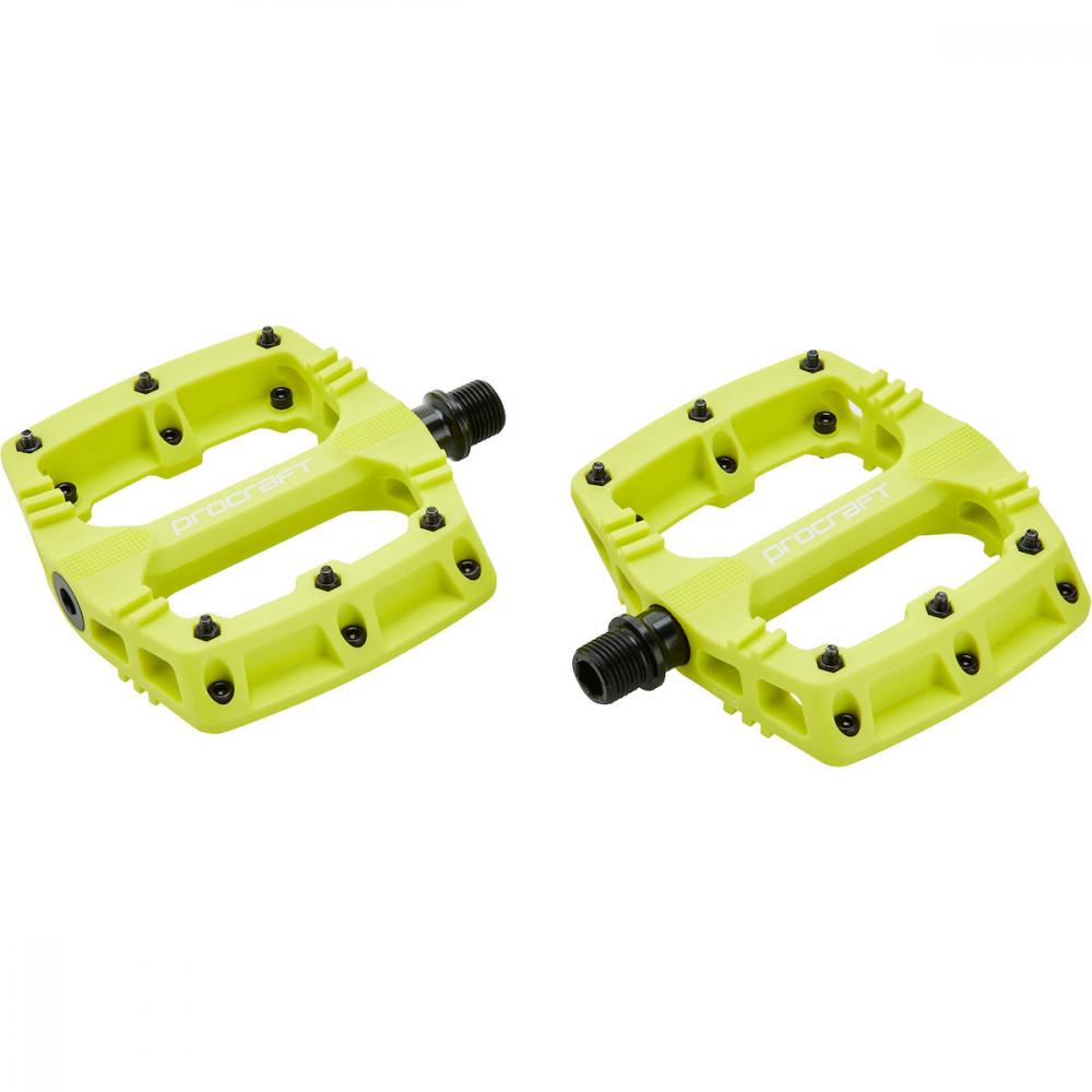 Procraft Pedale Small Grip Essential Kunststoff 102 x 100 mm Lime - kompakte Flatpedals mit Top-Grip