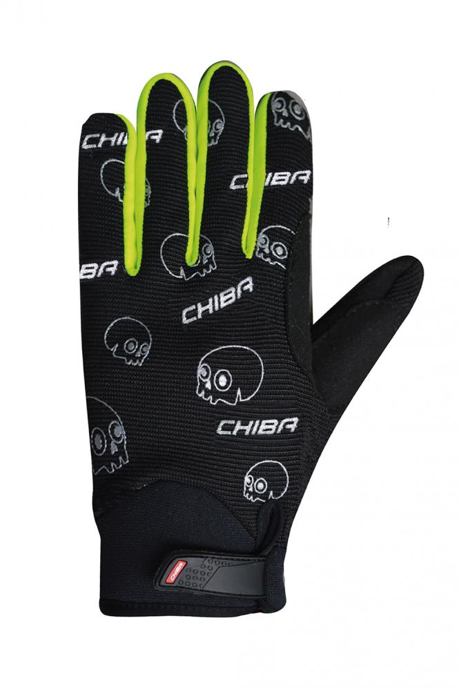 CHIBA Bones - Radhandschuhe L schwarz/neongel, atmungsaktiv, Touchfinger, gepolstert