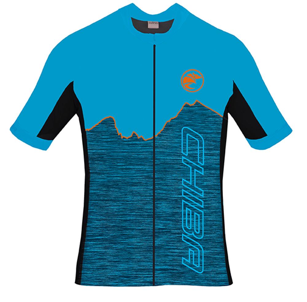 CHIBA Watzmann Shirt Herren - Radtrikot, atmungsaktiv, RV, Taschen, Royal/orange, Gr. S