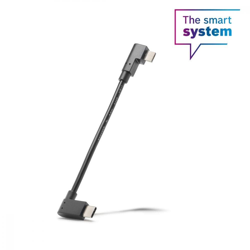 Bosch Ladekabel Micro USB auf USB-C Adapterkabel, schwarz, abgewinkelte Stecker, für E-Bike-Systeme.