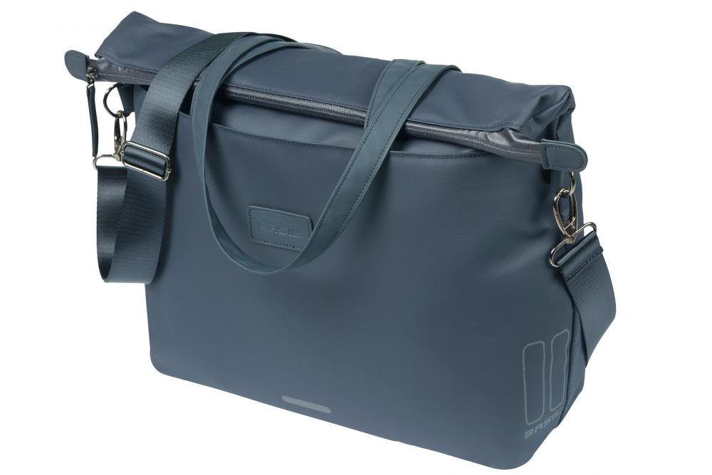 Basil Manhattan 12 Liter Fahrradtasche / Schultertasche - wasserdichtes Recycled-Polyester, gepolstertes Laptopfach, Hook-On System