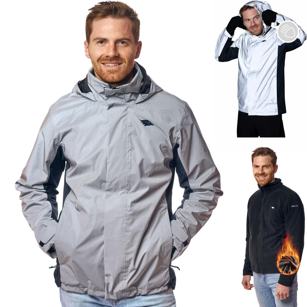 Valkental Herrenjacke 3in1 Smart Jacket wasserdichte Jacke mit Fleece Zipp-In 5XL grau