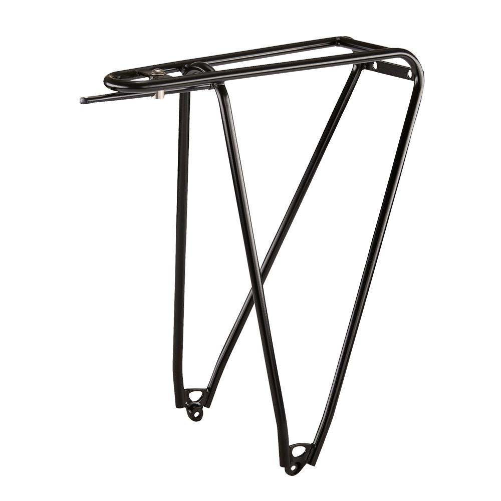 Tubus Gepäckträger FLY EVO 26-28 Zoll schwarz, schlanker Touren-Gepäckträger für Fahrräder.