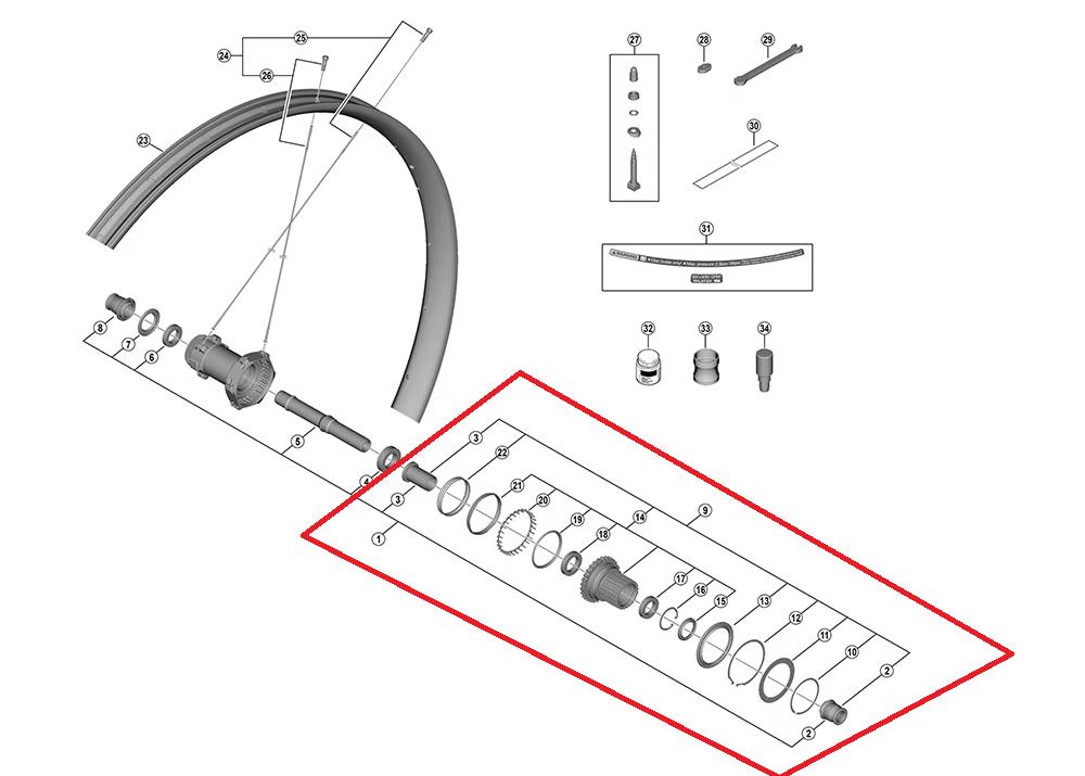 SHIMANO Freilaufkörper Austauschpaket MICRO SPLINE 12-fach - moderne Ausführung