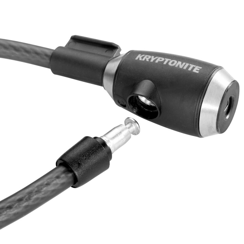 Kryptonite KryptoFlex 1230 Fahrrad Kabelschloss schwarz-grau, geflochtenes Stahlkabel, geöffneter Easy-Click Mechanismus.
