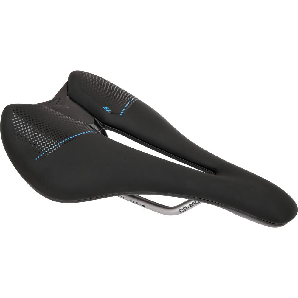 Merida Sattel EXPERT SL 240/140 Schwarz/blau - sportlicher Komfortsattel mit V-Mount