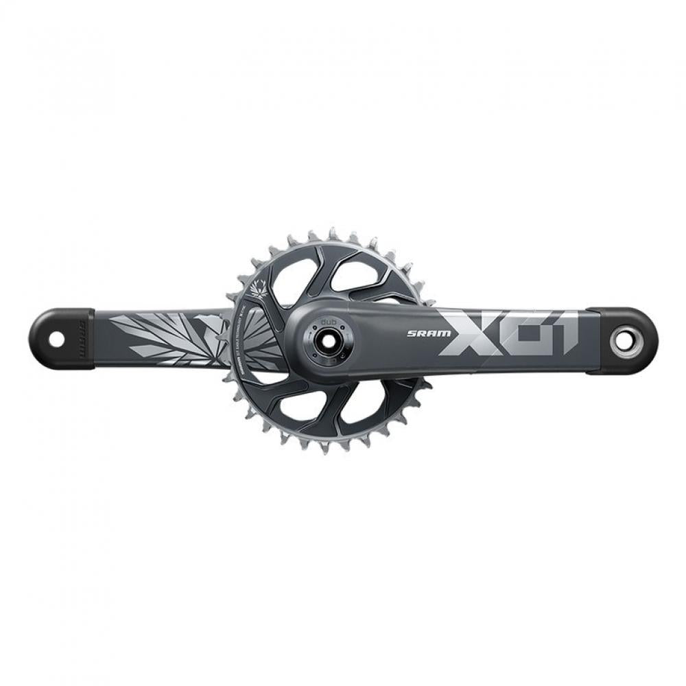 SRAM X01 Eagle DUB Kurbelgarnitur 175mm 32T lunargrau für steife 1x12-Performance.