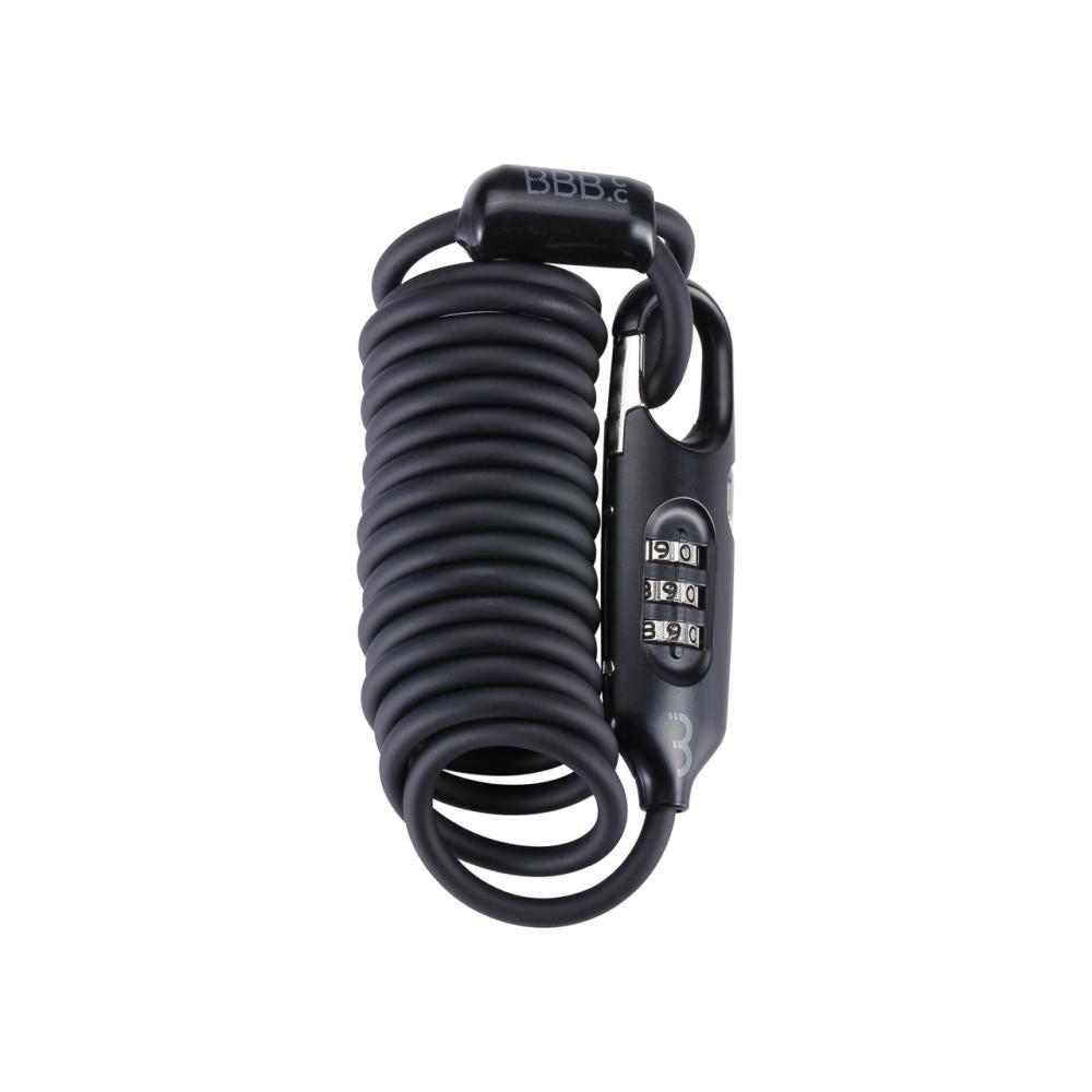 BBB Cycling Schloss CoilSafe 4,8mm x 1800mm schwarz - kompaktes Fahrradspiralkabelschloss