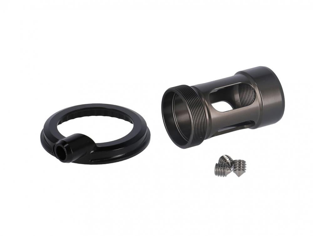 RockShox Kompressionsdämpfer Knopf-Kit für SID/SID SL RaceDay: schwarzer Drehknopf, Dämpfergehäuse & Schrauben.