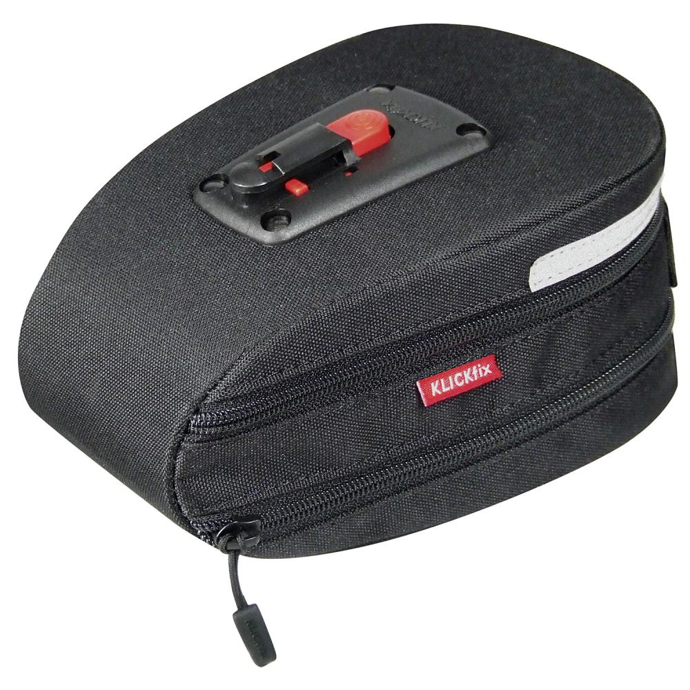 KLICKfix Micro 200 Expandable Satteltasche, schwarz, wasserdicht, mit Reflektor und Satteladapter.