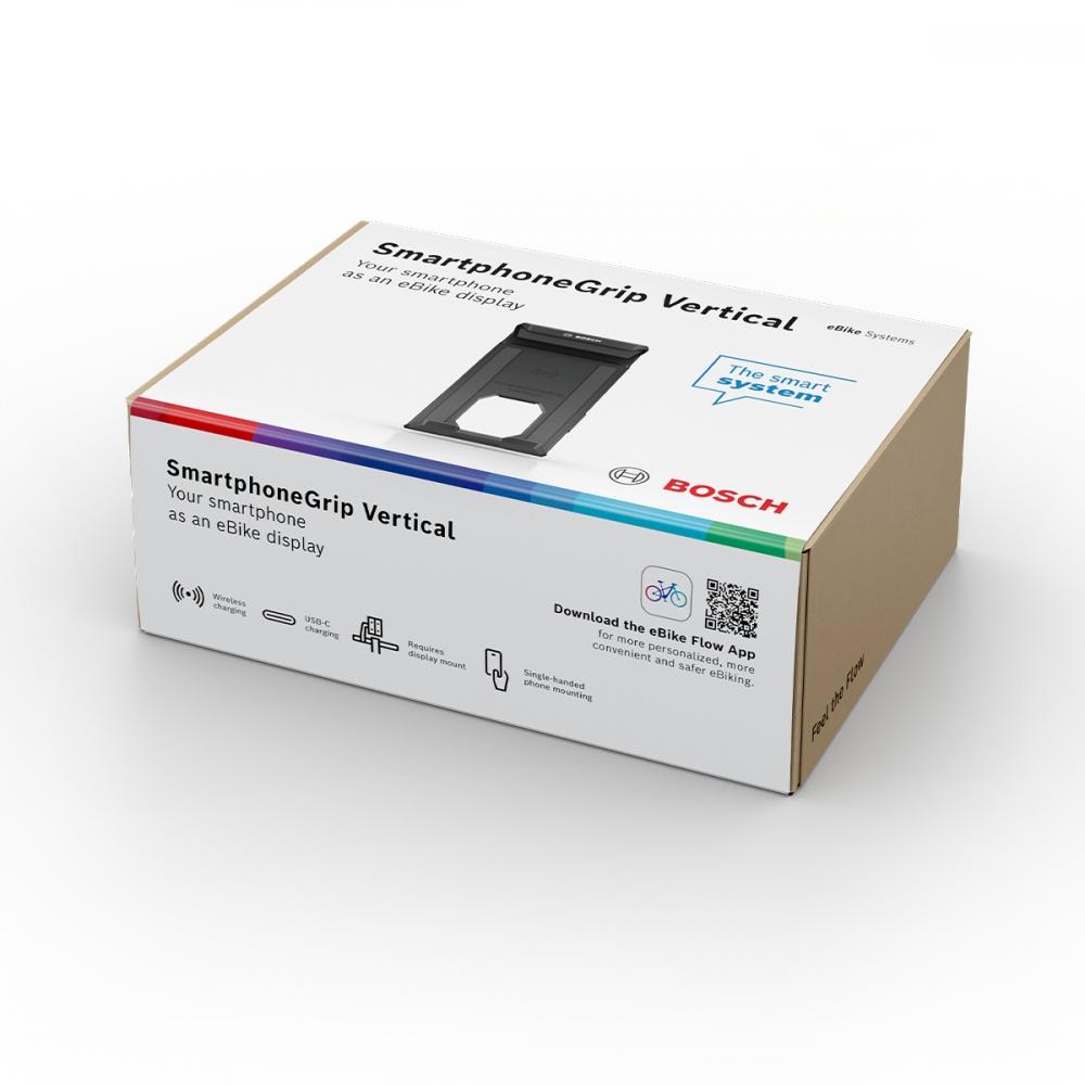 Bosch SmartphoneGrip Vertical BSP3300 Smartphone-Halterung, Smart System, Hochformat, eBike Flow App, kabelloses Laden, USB-C