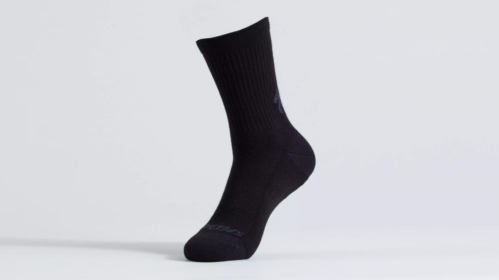 COTTON TALL SOCK BLK S - Hochwertige schwarze Baumwollsocken Größe S - Bekleidung