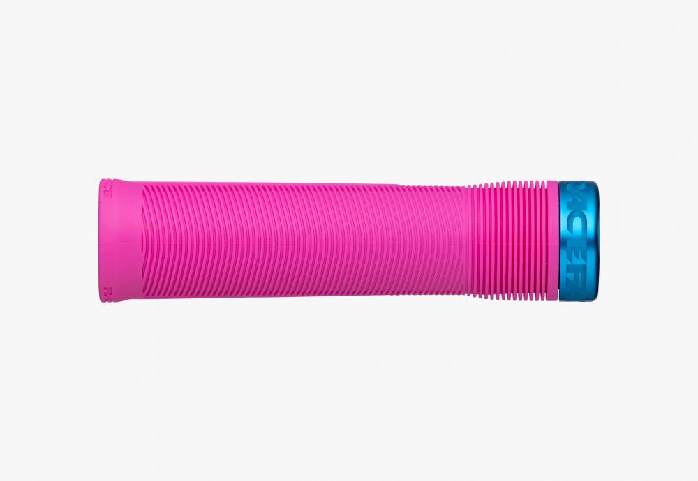 Race Face Chester Lock-On Fahrradgriff magenta/türkis 136/31mm für sicheren Halt und optimale Kontrolle.