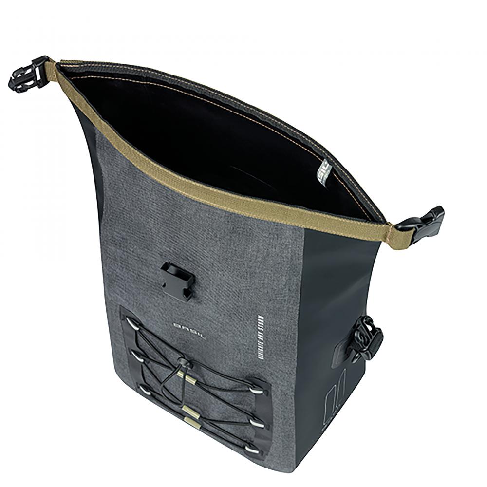 Basil Navigator Storm MIK Hooks 12?13 Liter - wasserdichte Single-Gepäckträgertasche mit Rolltop - Kompression & Schultergurt - Gepäckträgertasche - Fahrradtasche