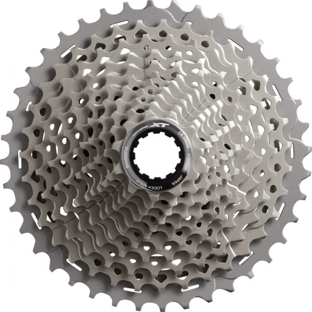 Silberne SHIMANO DEORE XT CS-M8000 11-fach 11-40Z Fahrradkassette.