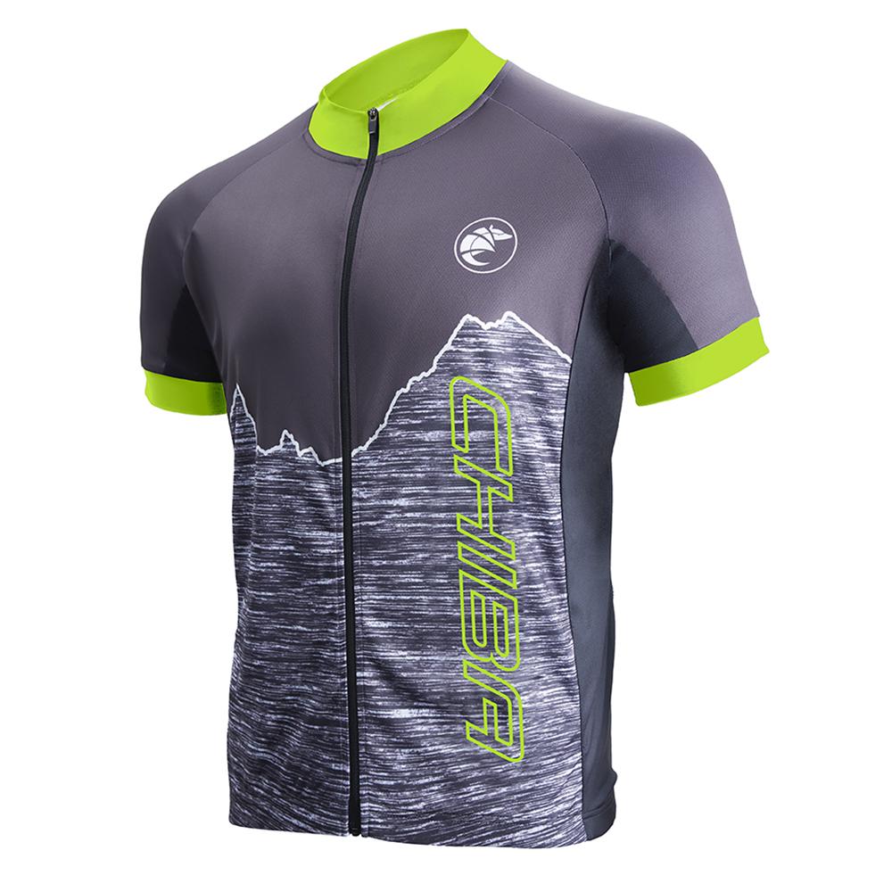 CHIBA Watzmann Shirt Herren - Radtrikot S schwarz/apfelgrün, atmungsaktiv, RV, Rückentaschen
