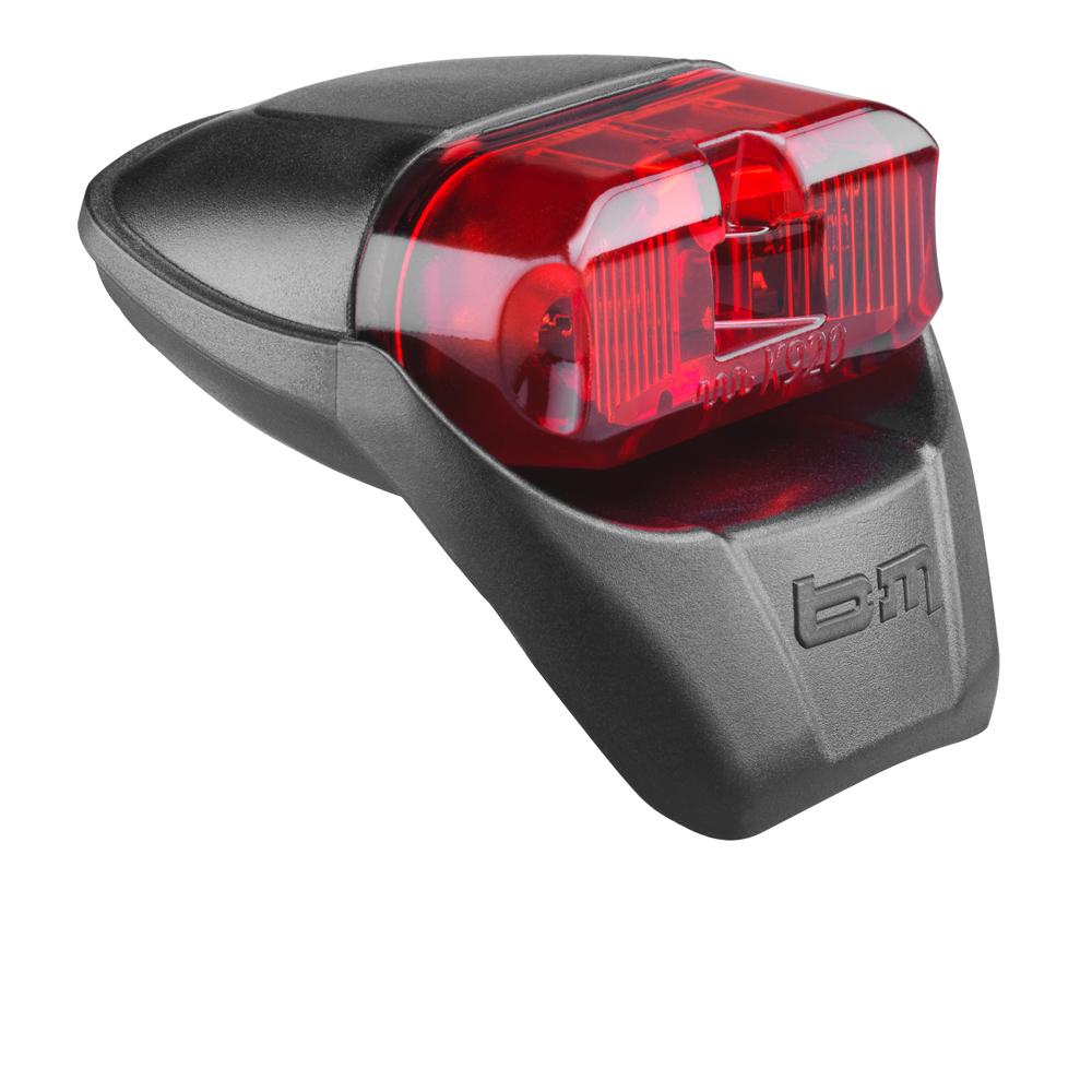 Busch & Müller LED-Schutzblechrücklicht in Schwarz/Rot mit LineTec, Standlicht, Dynamo, StVZO-zugelassen.