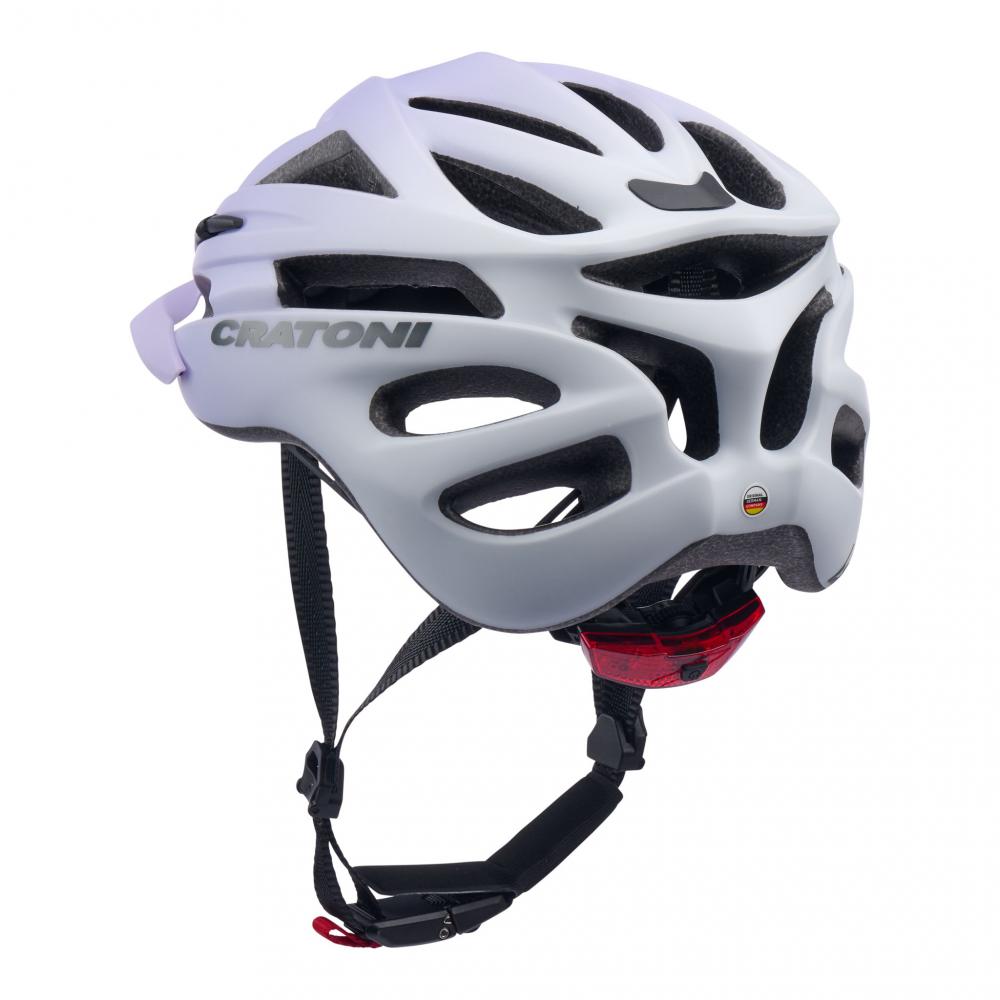 CRATONI Pacer Junior Kinder-Fahrradhelm - S-M 54-58 cm, Lavender White Matt, 250 g, Rücklicht, 20 Ventilationsöffnungen, LFS, CE EN 1078