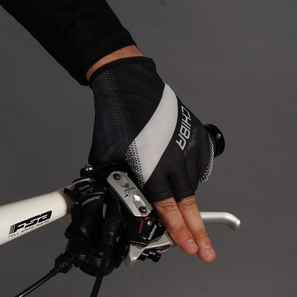 CHIBA Solar II - Radhandschuhe kurz, schwarz/schwarz, Größe L, atmungsaktiv
