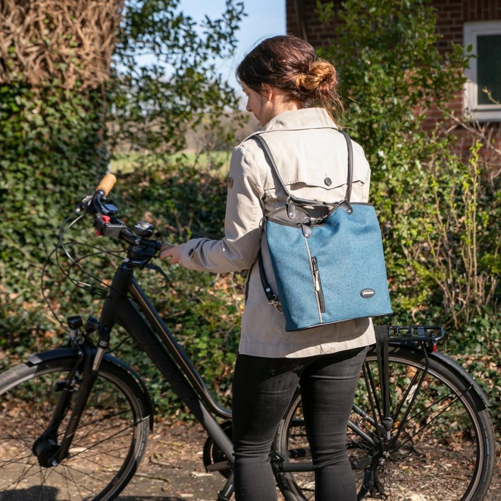 Haberland Lenkertasche Melanie blau - flexible Lenkertasche & Rucksack für Alltag und Tour