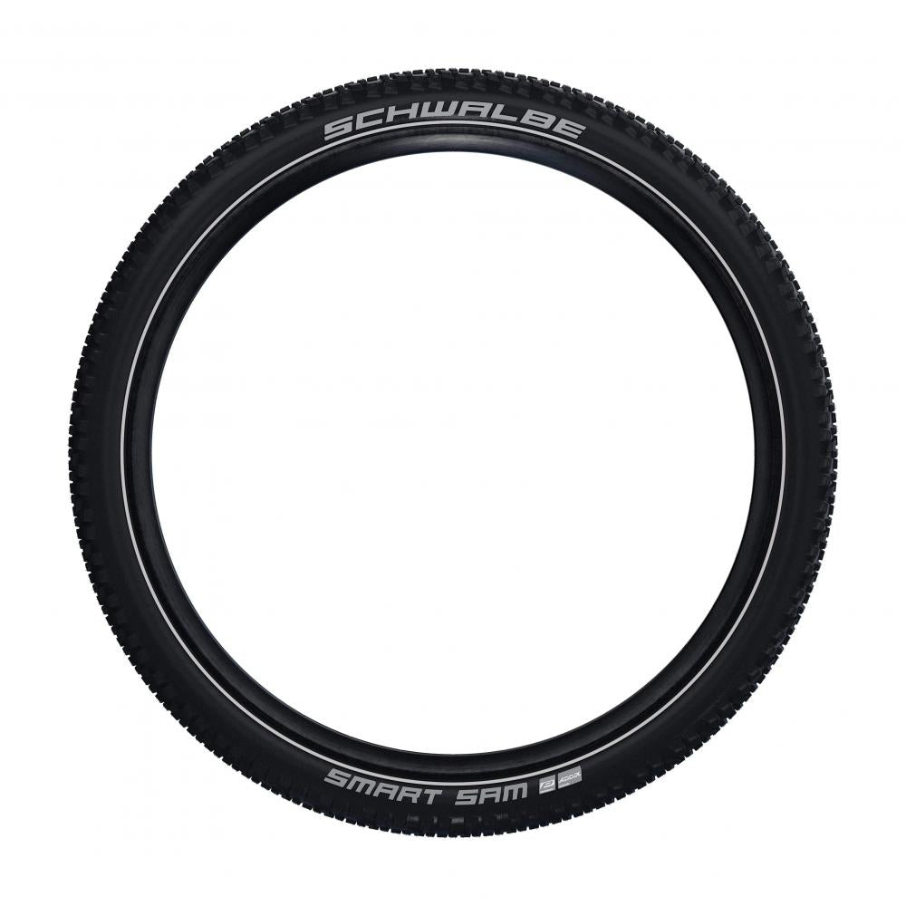 Schwalbe Smart Sam 26x2.10 ETRTO 54-559 Fahrradreifen mit ADDIX und RaceGuard Schutz in der Seitenansicht.