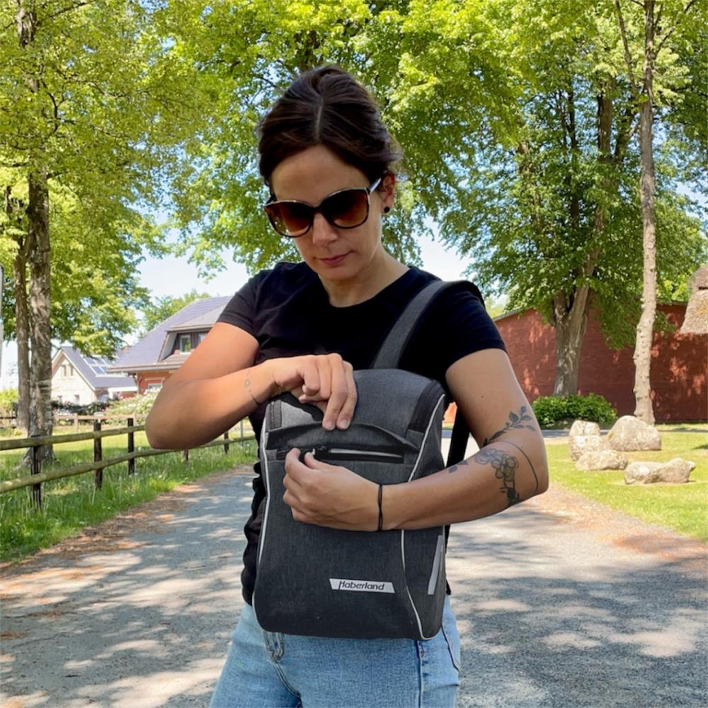 Haberland Umhängetasche Slingbag anthrazit/reflex - leichte City-Sling mit Organisation
