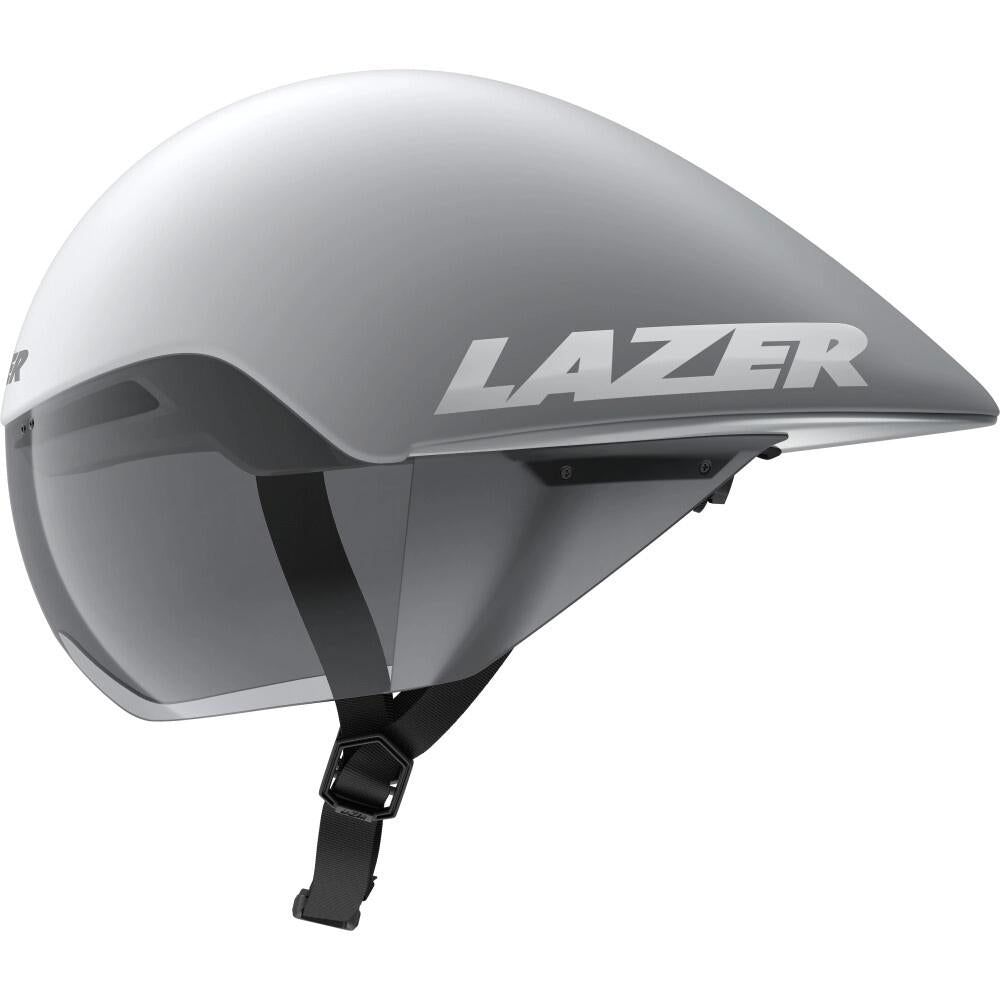 LAZER Volante KinetiCore Triathlon-/Zeitfahrhelm M Matt White Silver - maximale Aerodynamik
