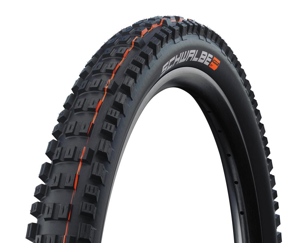 Schwalbe Eddy Current Front E-MTB Reifen 29 Zoll, schwarz mit orange Details, aggressives Profil.