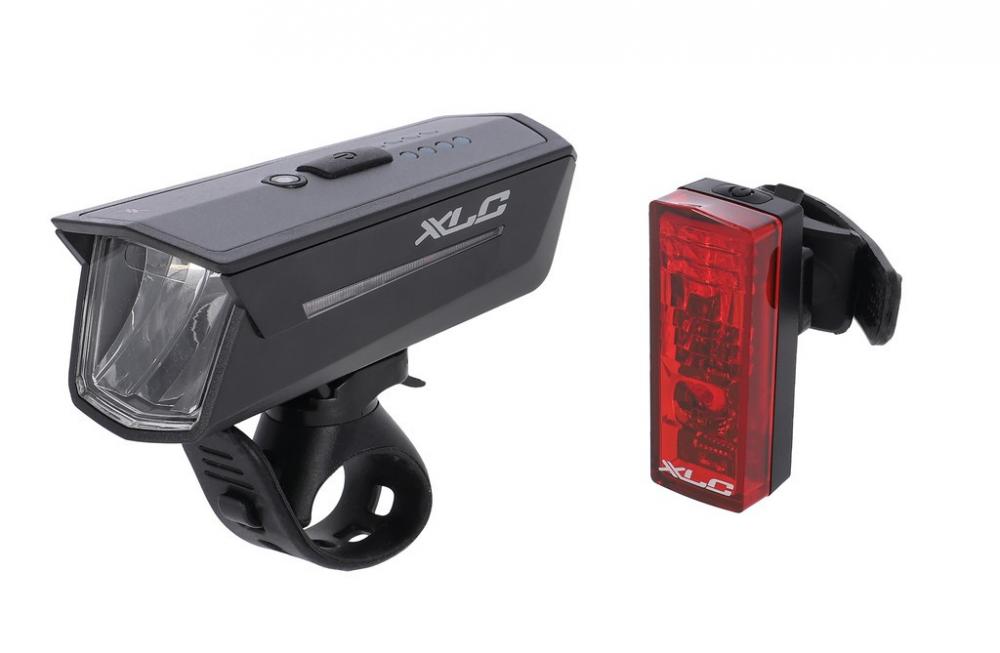XLC Lichtset Proxima Pro CL-S25 StVZO: schwarzes Fahrrad Front- und rotes Rücklicht für alle Räder.