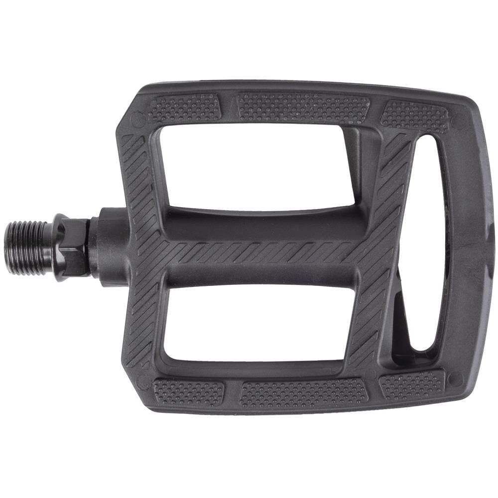 M-WAVE Steady Flat 2 Plattformpedal schwarz 1 Paar - robustes Thermokunststoff-Pedal mit Boron-Achse, Kugellager, Reflektoren, 93x84 mm, 9/16\" Gewinde
