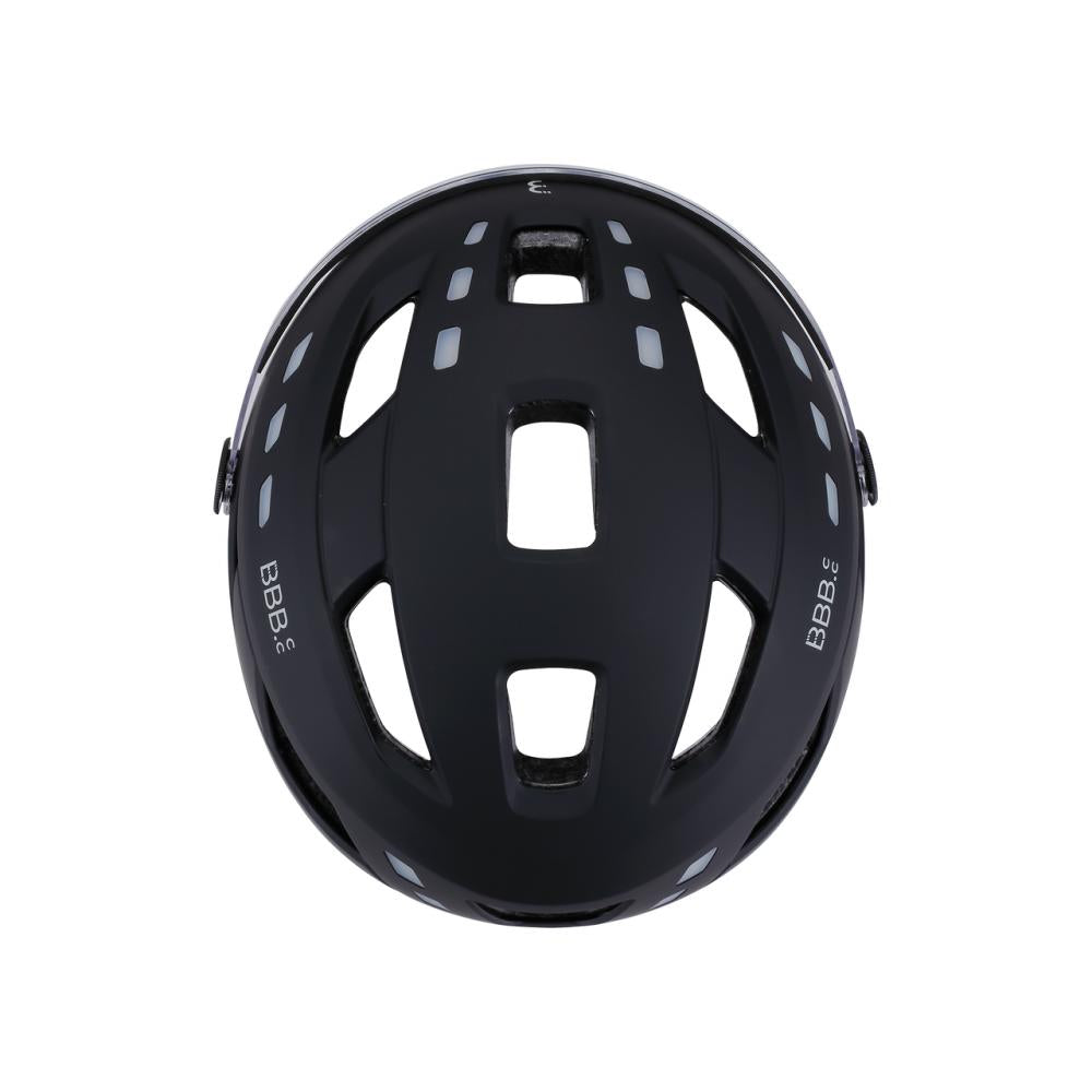 BBB Cycling District LED Helm 54 schwarz - E-Bike-Stadthelm mit Gesichtsschutz & Licht
