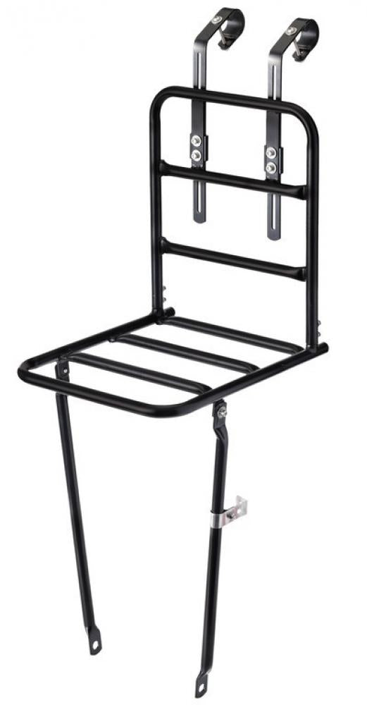 Basil Carrier L Vorderrad-Gepäckträger, matt schwarz, robust für Fahrräder.