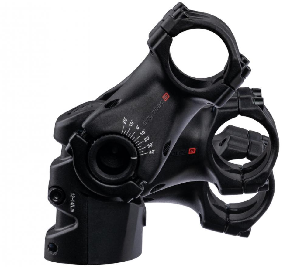 Humpert/Ergotec Vorbau ERGOTEC Vorbau Swell RE 70 i Ahead 35mm verstellbar -20°/+40° schwarz sandgestrahlt Alu 6061T6 Level 6 teilbar interne Kabelführung e-Bike ready